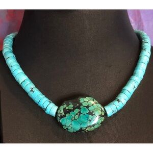 Amazing Chunky Vintage Peruvian Turquoise Necklace